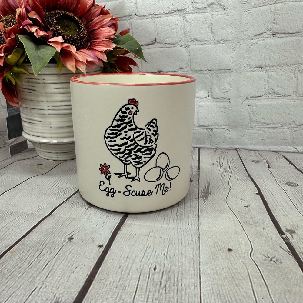 NWT under the sun Egg-Scuse Me 5" utensil holder farmhouse planter homestead